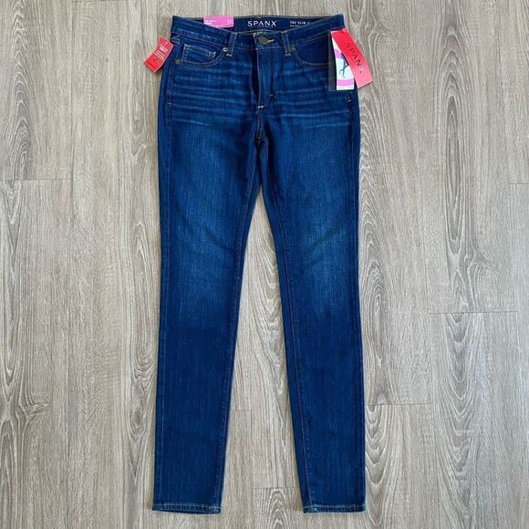 NWT Spanx Slim X Skinny Dark Wash High Rise Denim Jeans, Size 27 - Picture 1 of 8